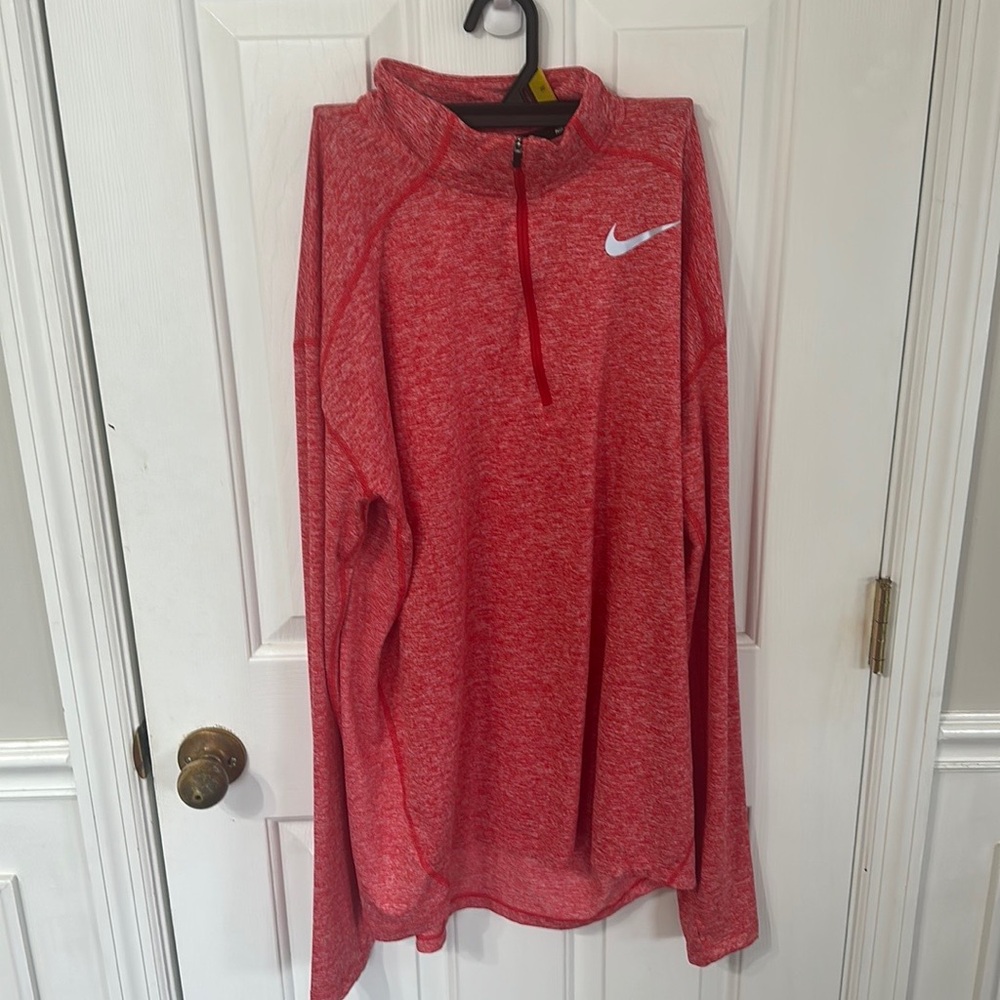 Nike Running Dry Fit Quarter Zip Red Large